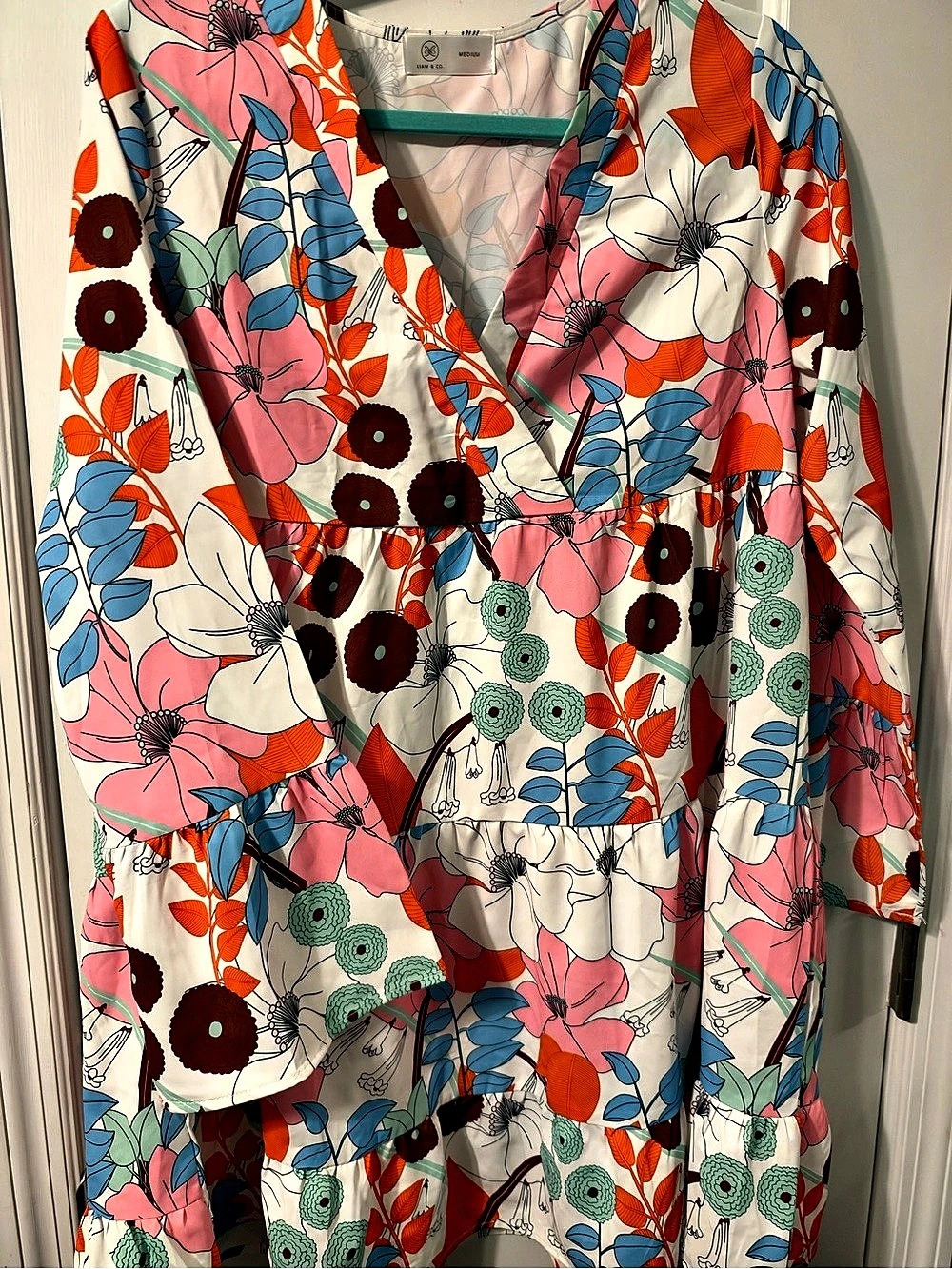 Liam & Co. Floral Midi Dress in Multicolor Size Medium Like New